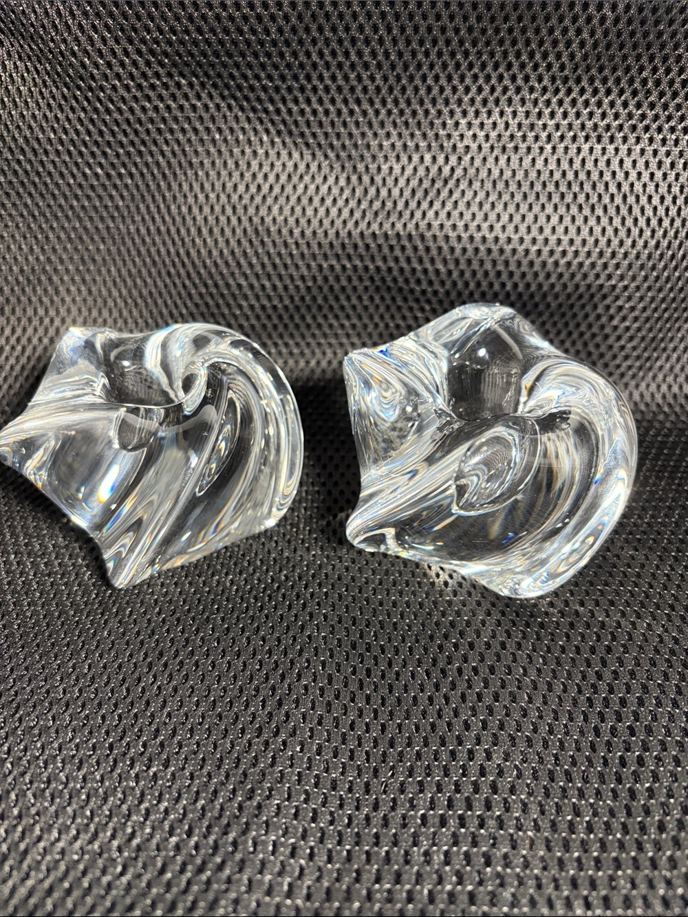 St. Louis Crystal France VERONIQUE Twisted Candlesticks Taper Holders Set of Two